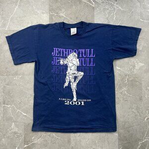 Vintage Jethro Tull Graphic Tour Tee Mens Large Short Sleeve y2k Blue Band Rock